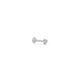 Trini 14k solid white gold tri bead flat back stud earring