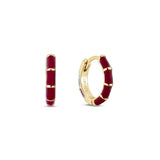 PRE-ORDER Winter Berry enamel and yellow gold plated huggie hoop earrings