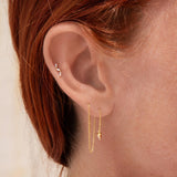 Espiga yellow gold spike threader earring