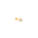 Cleo 14k solid yellow gold Pave Triangle flat back labret stud earring