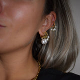 Hera yellow gold hoop freshwater pearl single earring - Helix & Conch