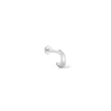 Audax 14k solid white gold chunky half huggie flat back labret stud earring