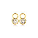 Solitaire 9k solid yellow single stone charm for hinged segment earring