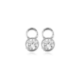 Solitaire 9k solid white gold single stone charm for hinged segment earring