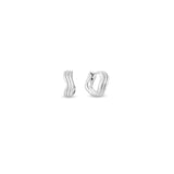 Curvas white gold wave huggie hoop earrings