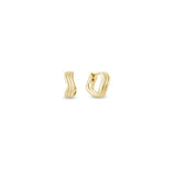 Curvas yellow gold wave huggie hoop earrings