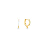 Blanco gold and white stone spike huggie hoop earring