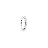 Fino 9k solid white gold bubble hinged segment single earring with crystals