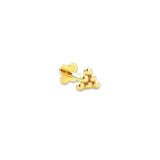 Trinity 14k solid yellow gold triangle dot internally threaded crystal labret stud earring