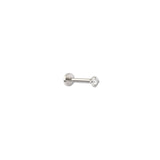 Solo 14k solid white gold solitaire stone internally threaded single labret stud