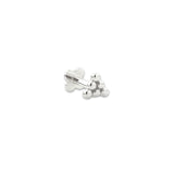 Trinity 14k solid white gold triangle dot internally threaded crystal labret stud earring