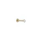 Solo 14k solid yellow gold solitaire stone internally threaded single labret stud