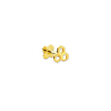 Bresca 9k solid yellow gold honeycomb internally threaded labret stud earring