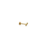 Elipsis 14k solid yellow gold Linear triple bead flat back stud earring