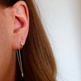 Espiga yellow gold spike threader earring