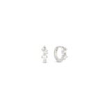 Lyra white gold crystal huggie hoop earrings