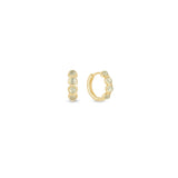 Artemis yellow gold Moonstone huggie hoop earring