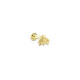 Abella 9k solid yellow gold bee internally threaded crystal labret stud earring