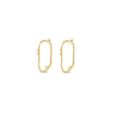 Astria pair of yellow gold irregular hoop earrings with seed pearls