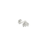 Abella 9k solid white gold bee internally threaded crystal labret stud earring