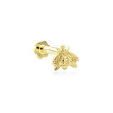Abella 9k solid yellow gold bee internally threaded labret stud earring