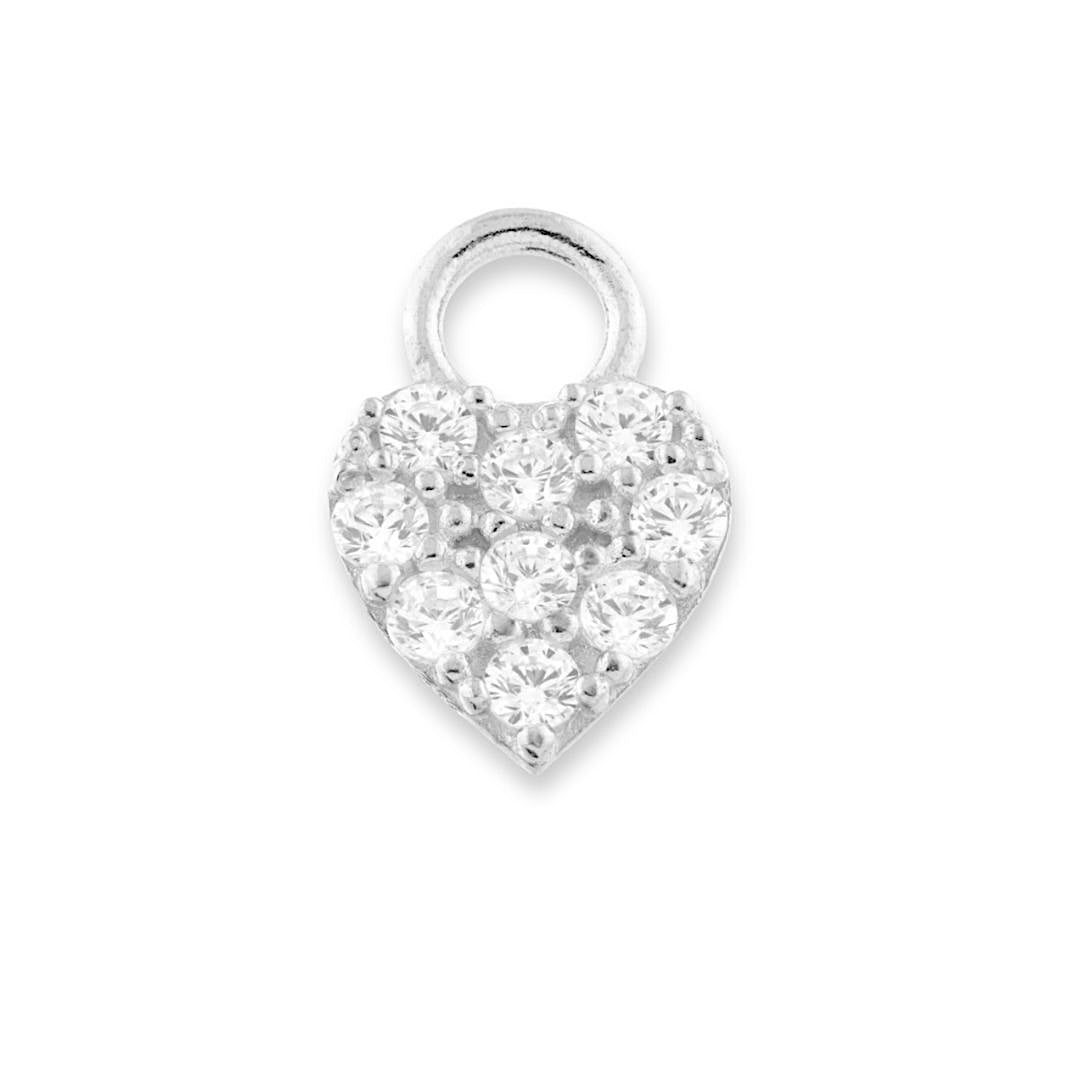 Amie single 9k solid white jewelled heart charm - Helix & Conch