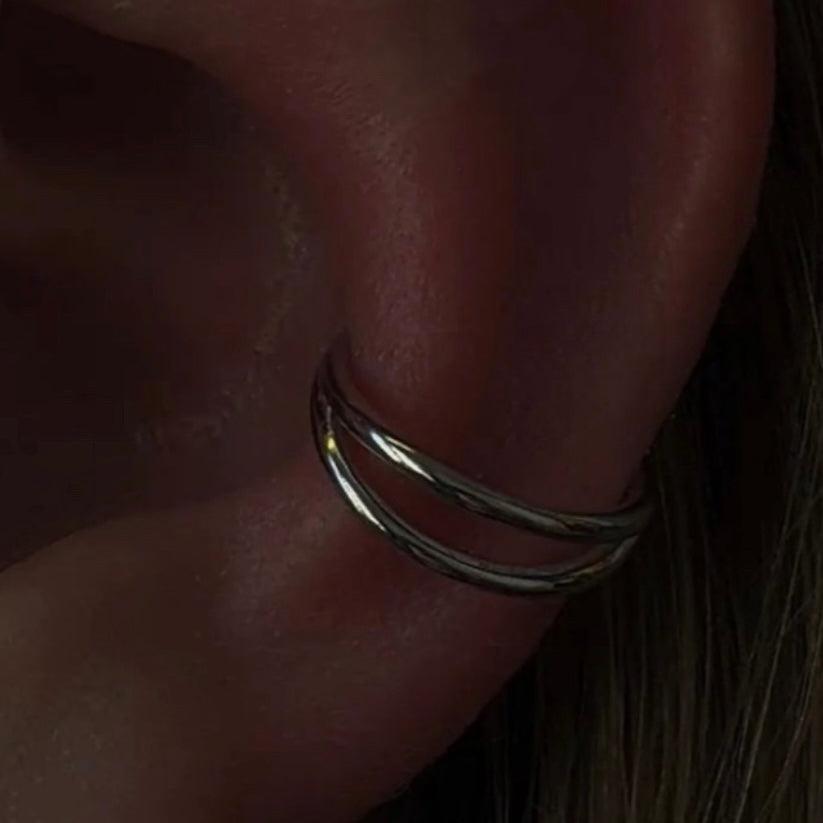 Anelli White Gold Conch Earring, hinged hoop earring for healed conch piercings"