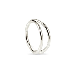 A double band hinged segment earring made of 9k solid white gold, designed for conch piercing.