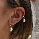 Aphrodite Pearl Hoop Earring - Gold