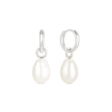 Aphrodite Pearl Hoop Earring, silver, pearl-detail hoop earring for healed piercings