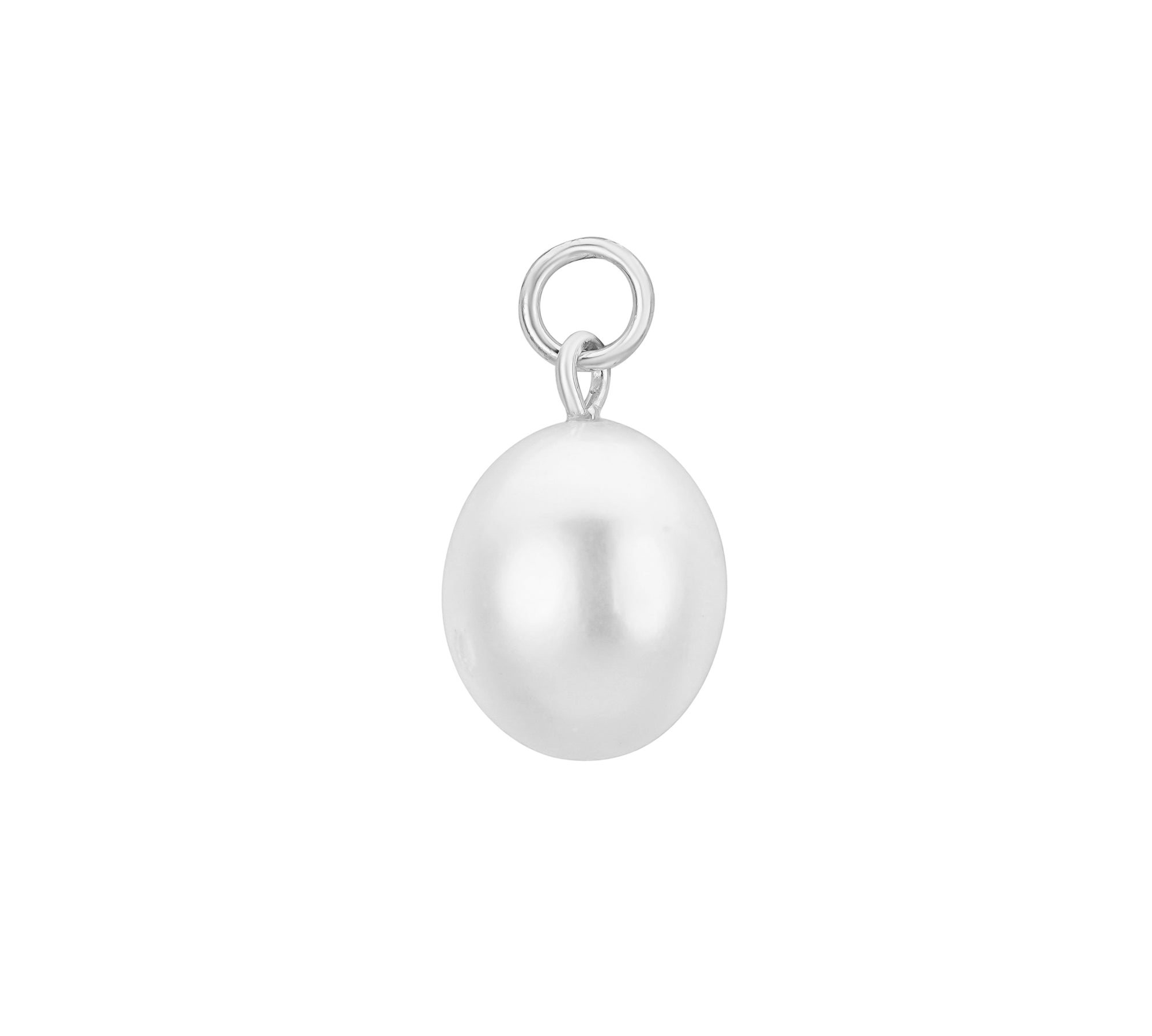 Aphrodite single white gold plated freshwater pearl charm - Helix & Conch