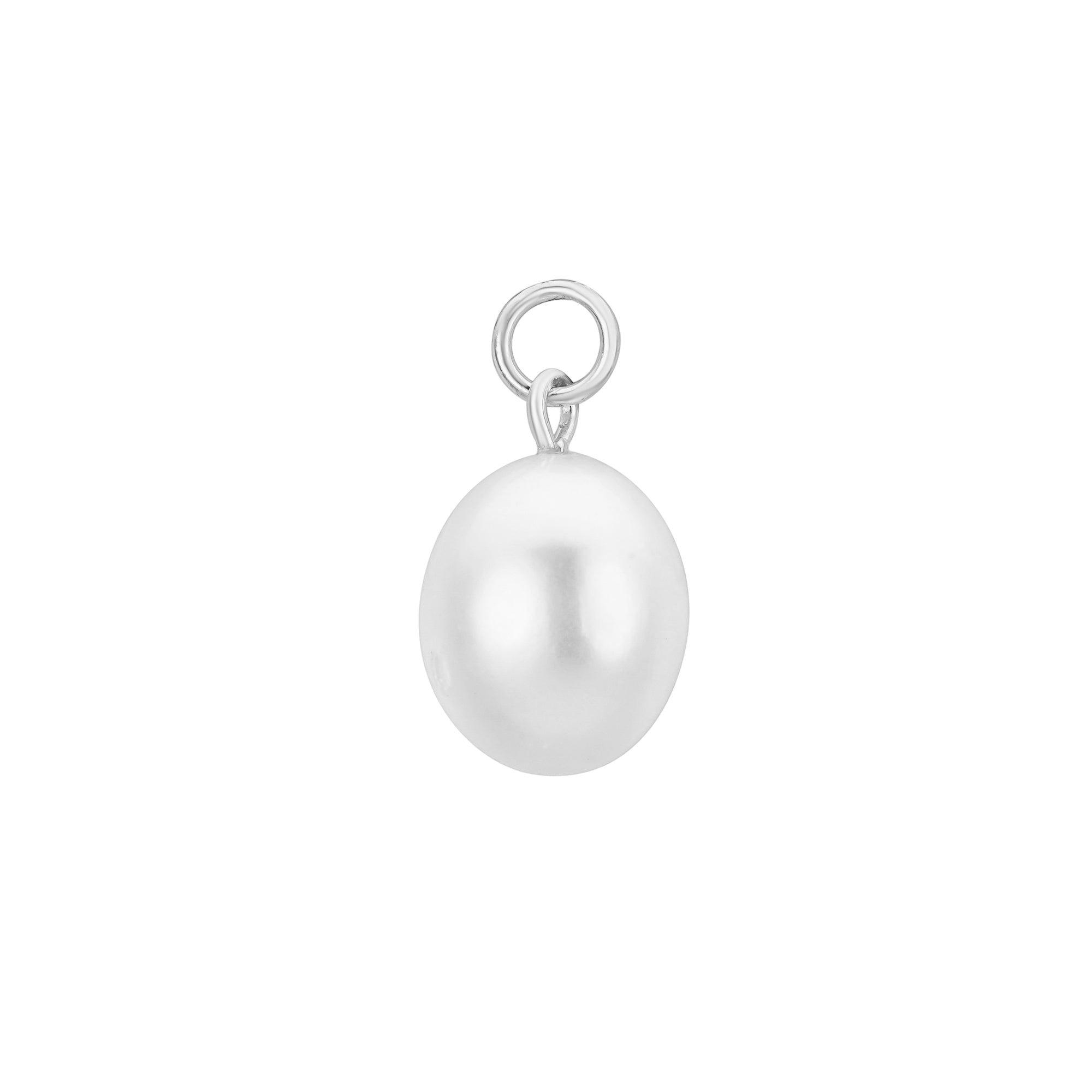Aphrodite single white gold plated freshwater pearl charm - Helix & Conch
