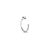 Arco 14k solid white gold ball open hoop earring