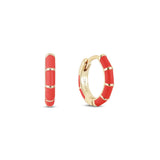 PRE-ORDER Aurora Coral Enamel Huggie Hoop - Gold