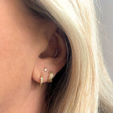 Solo 14k solid yellow gold solitaire stone internally threaded single labret stud