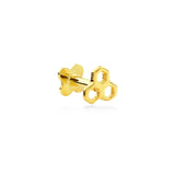 Bresca 9k solid yellow gold honeycomb internally threaded labret stud earring