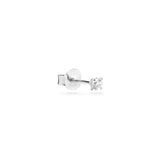 Brilliante tiny 14k solid white gold single stud earring with solitaire stone