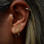 conique yellow gold spike huggie hoop earring - Helix & Conch