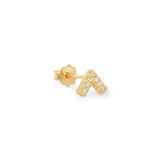 Cheuron gold single stud earring