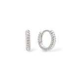 Corda white gold plated huggie hoop earring