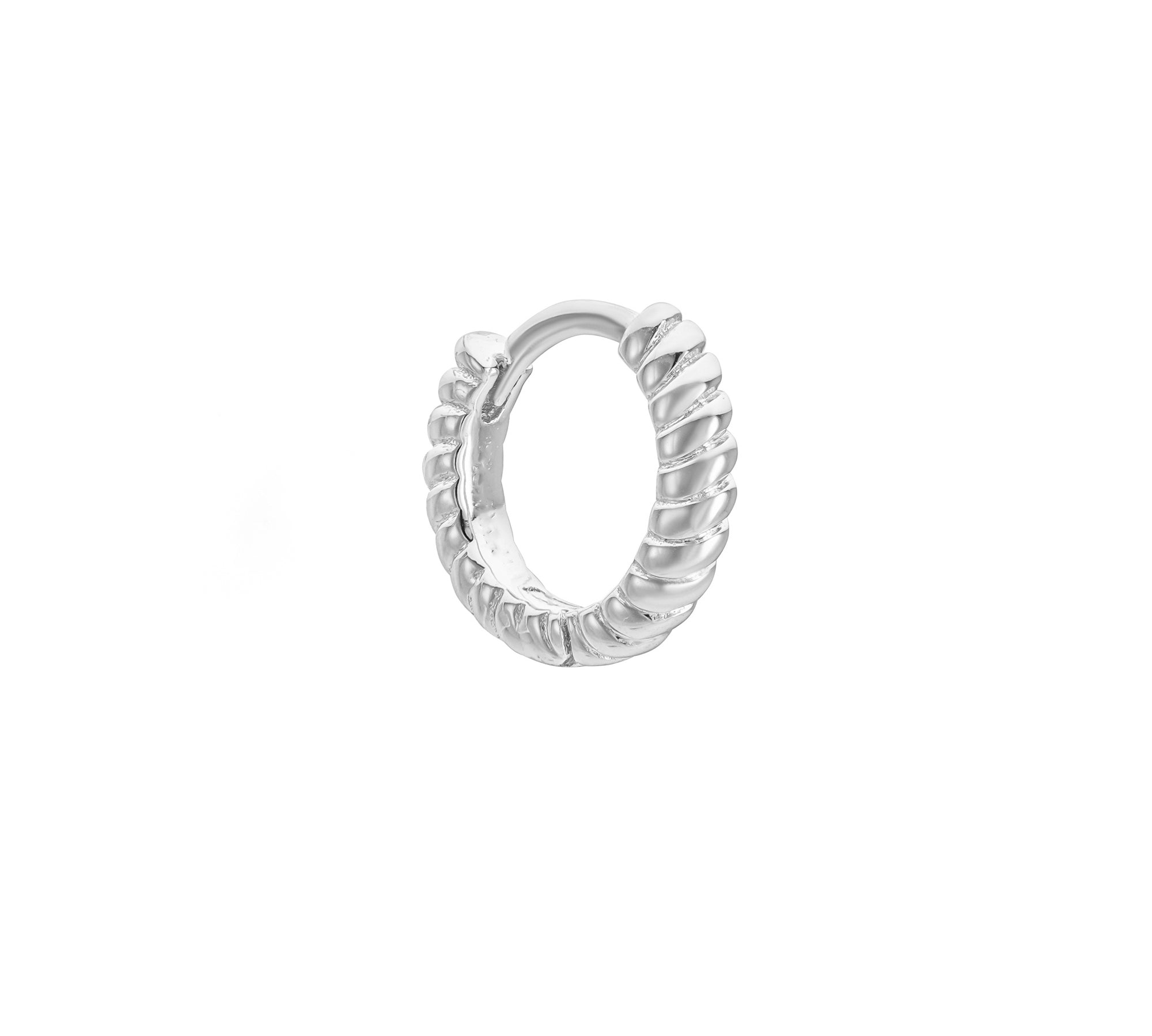 Corda white gold plated huggie hoop earring - Helix & Conch