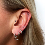 juno white gold huggie hoop hammered earring - Helix & Conch