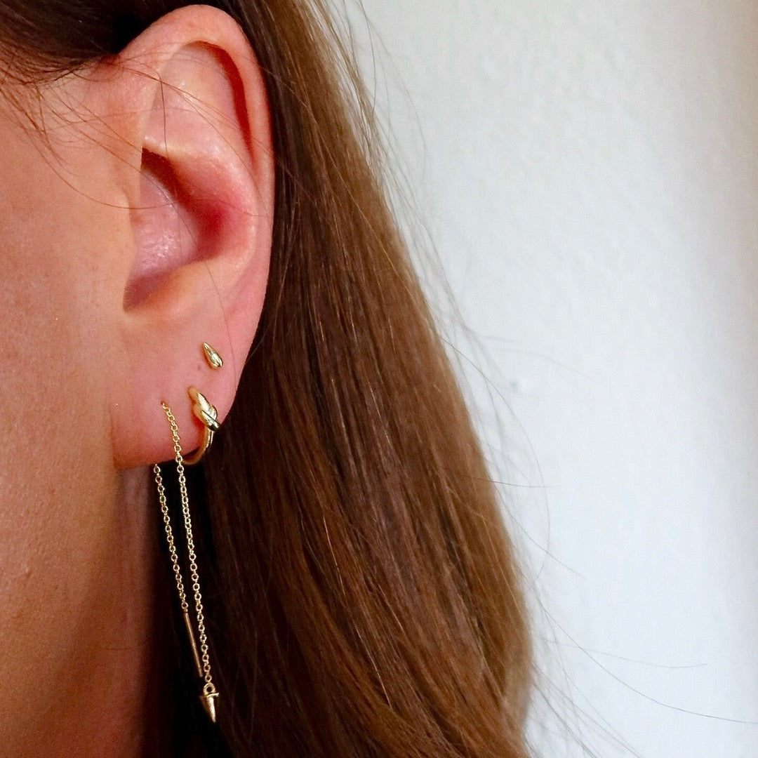 yellow gold ear stack with threader