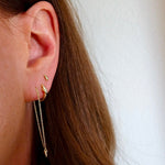 yellow gold ear stack with threader