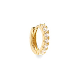 Eternity 9k solid yellow gold crystal single huggie hoop earring
