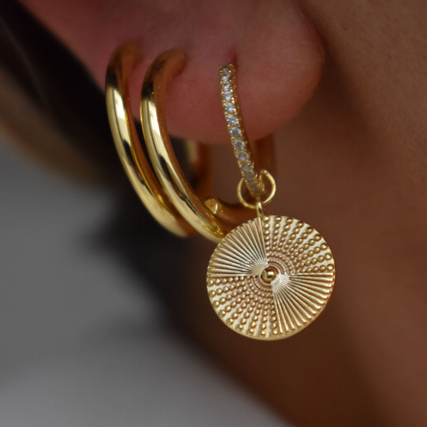 gold huggie hoop earrings - Helix & Conch