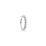 Fino 9k solid white gold bubble hinged segment single earring with crystals