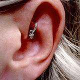 Flor single 9k solid white gold tiny 3 crystal charm for hinged segment earring