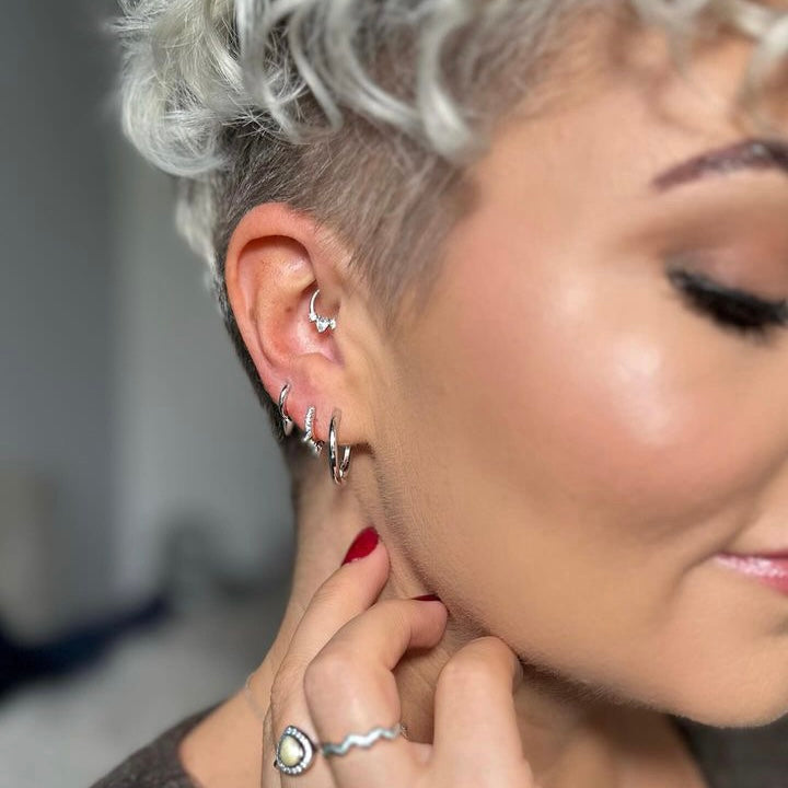 Picchi white gold spike huggie hoop earring - Helix & Conch