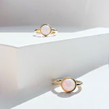 Opalo 9k solid yellow gold bezel set Opal earring